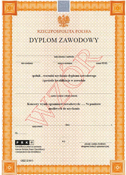 dyplom zawodowy